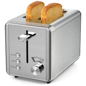 Torradeira Elétrica 2 Fatias em Aço Inoxidável com Slot Largo, 6 Níveis de Tostagem e Bandeja de Migalhas Removível, 850W, Whall, Prata