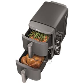 Fritadeira Elétrica Ninja Duplo Andar XL 9,5 Litros 2 Cestos Air Fryer, Tecnologia Smart Cook System, Cozimento Duplo de 4 Alimentos,