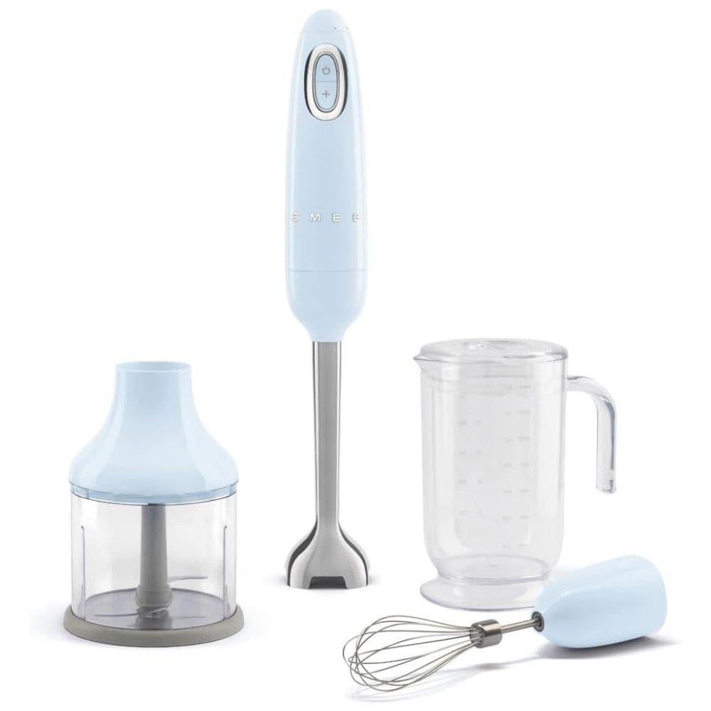 Liquidificador Portátil SMEG com Acessórios: Copo Medidor, Tigela Picadora, Batedor, 5 Velocidades, Lâminas Inox - Prático e Eficiente