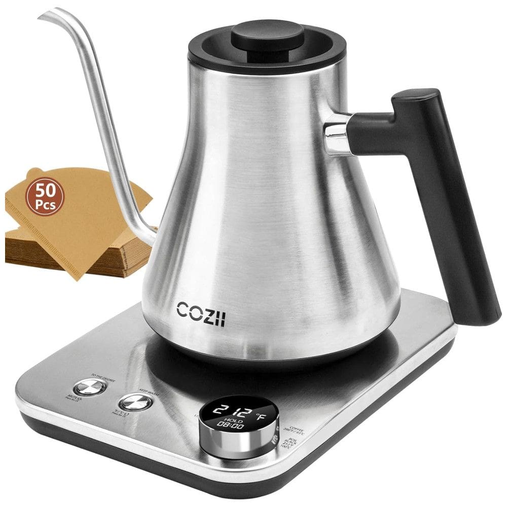 Chaleira Elétrica COZII Gooseneck, Controle de Temperatura Ajustável, 1200W, Aquecimento Rápido, 24H de Manutenção de Calor, Desligamento