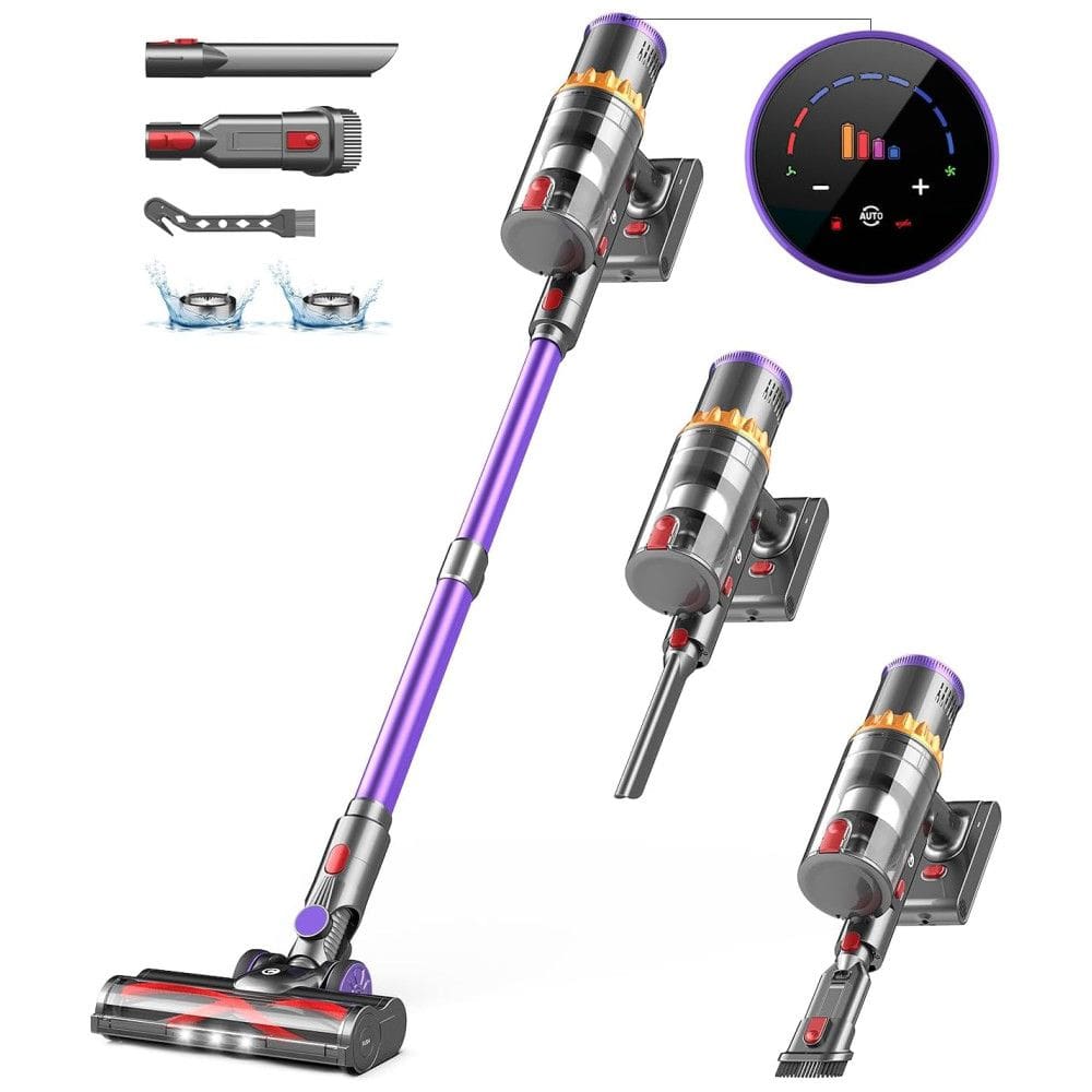 Aspirador de Pó Sem Fio CHEBIO V18, 550W45Kpa com Display Inteligente e Autonomia de até 65 Minutos