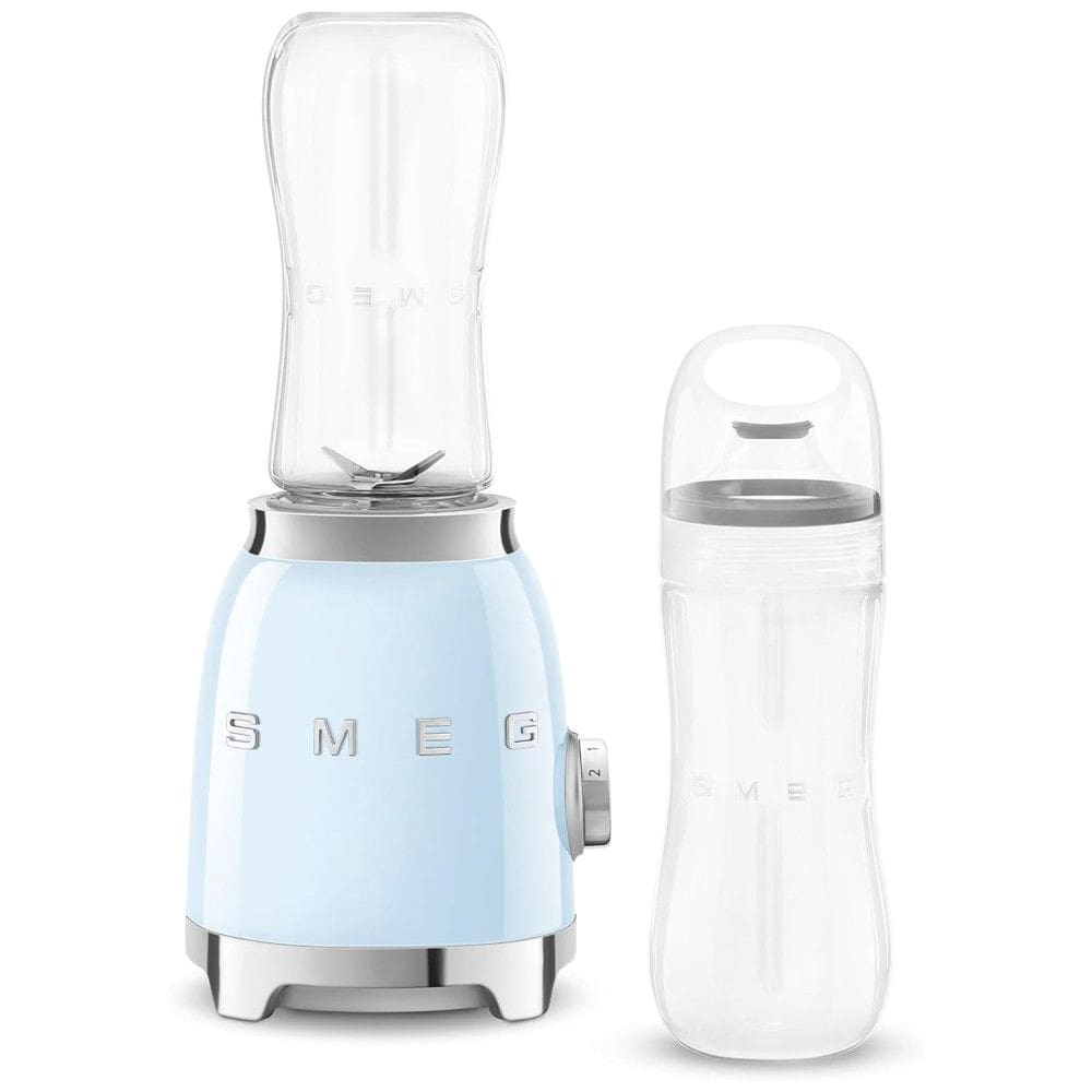 Liquidificador Pessoal SMEG 50s Retro Style com Botão Iluminado e Dois Frascos de 600 ML Livres de BPA PBF01PBUS Azul Pastel Médio