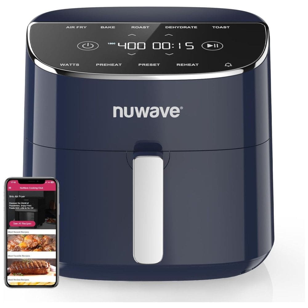 Fritadeira Elétrica de Ar Nuwave Brio Plus 8 Litros: Nova Geração, Livre de Substâncias Tóxicas, 7 Funções de Cozimento Digital com um