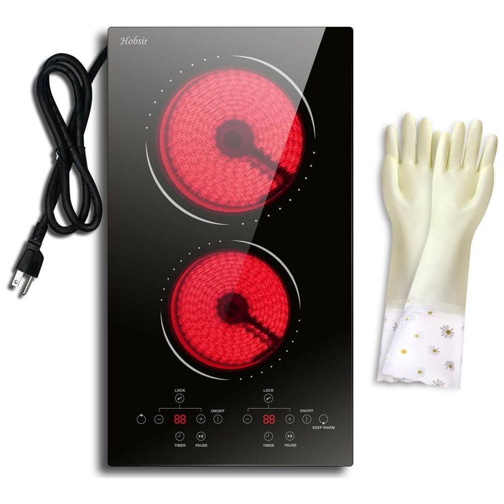Cooktop Elétrico de 2 Bocas 110v, Encaixe Cerâmico Embutido 30cm c/ Bloqueio Segurança, Timer e Proteção contra Vazamentos,Hobsir hob