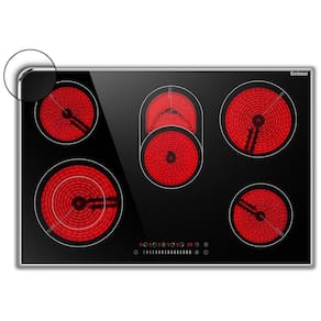 Cooktop Elétrico Karinear 76 cm, 8,4 kW com 5 Bocas, Cooktop Cerâmico Embutido com Vidro Temperado e Corpo Metálico, Fogão Versátil