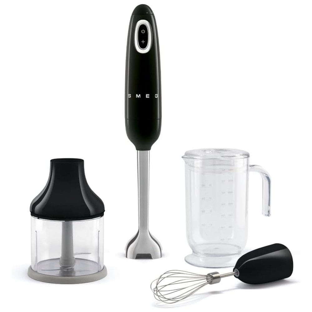 Liquidificador Portátil SMEG 800ml: Copo Medidor, Tigela Picar, Batedor Arame, 5 Velocidades - Lâminas Inox, Design Italiano