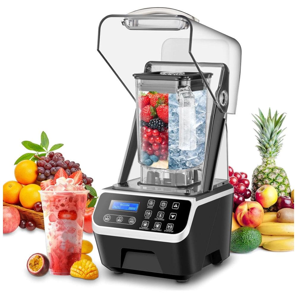 Liquidificador Comercial Profissional WaterElfo 2200W 1,5 Litros Prata/Cinza: Potência Silenciosa para Smoothies, Bebidas Geladas e
