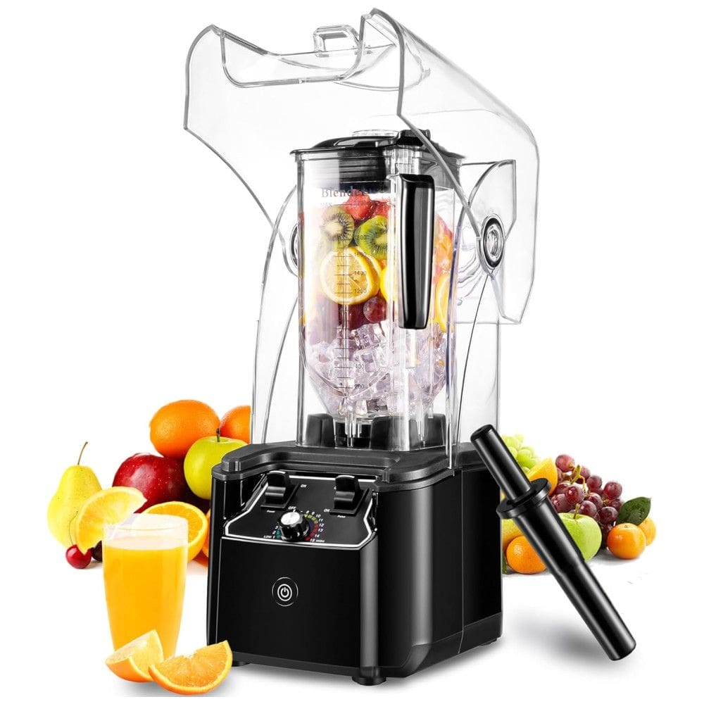 Liquidificador Comercial para Smoothies 2200W, 2.2 Litros, 15 Velocidades, Lâmina de Aço Inoxidável de 6 Folhas, Autolimpeza, Preto,Senlee