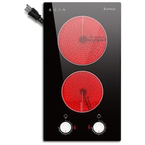 Cooktop Elétrico Karinear 2 Bocas 30cm: Controle de Botão, Cerâmica Embutida, 9 Níveis de Aquecimento, Alerta de Calor, Segurança.