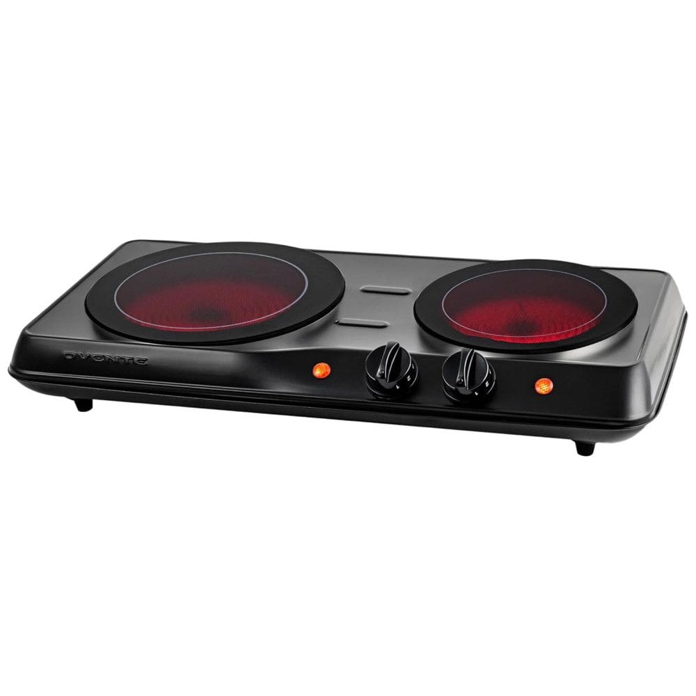 Cooktop Duplo Infravermelho OVENTE, 1700W, Placa Elétrica Portátil com Cooktop de Vidro Cerâmico de 19,7cm e 17,1cm, 5 Níveis de Ajuste de