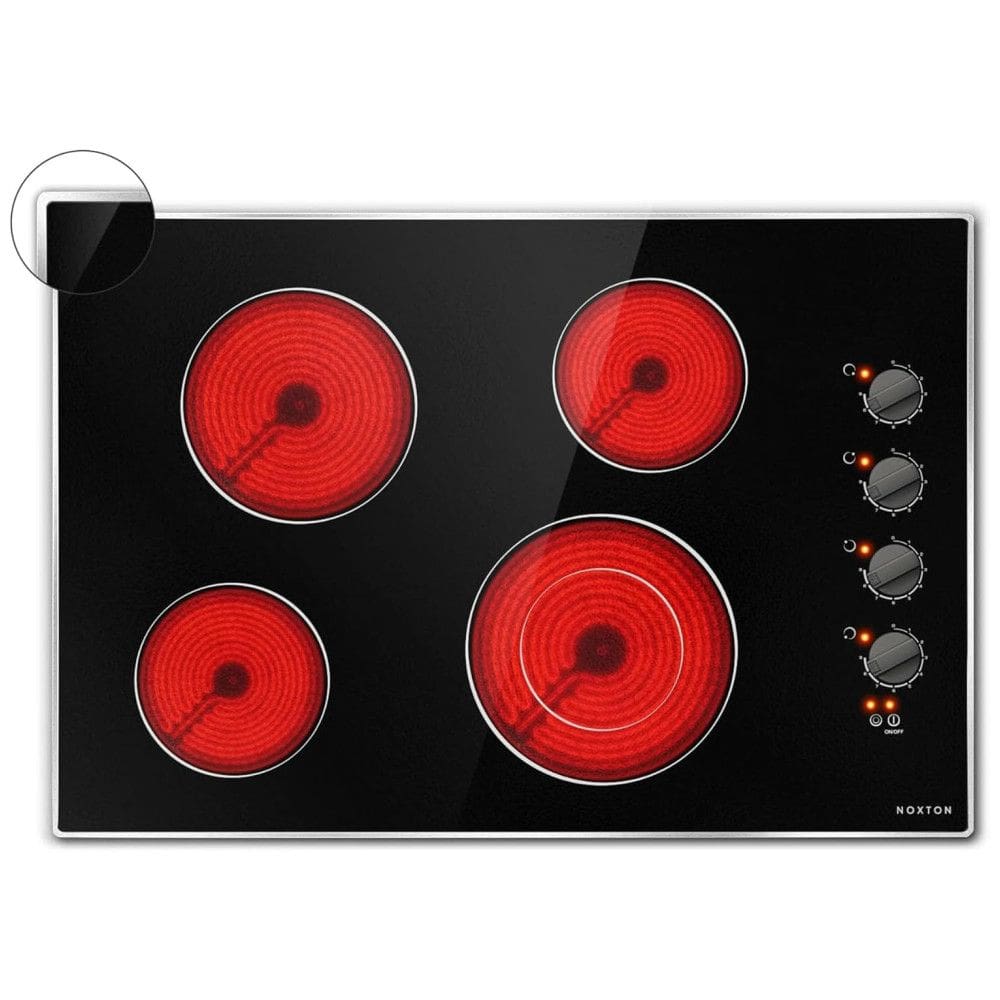 Cooktop Elétrico Noxton 76 cm 4 Bocas, Embutir, Vidro Temperado, Controle Botões, Resistente e Moderno