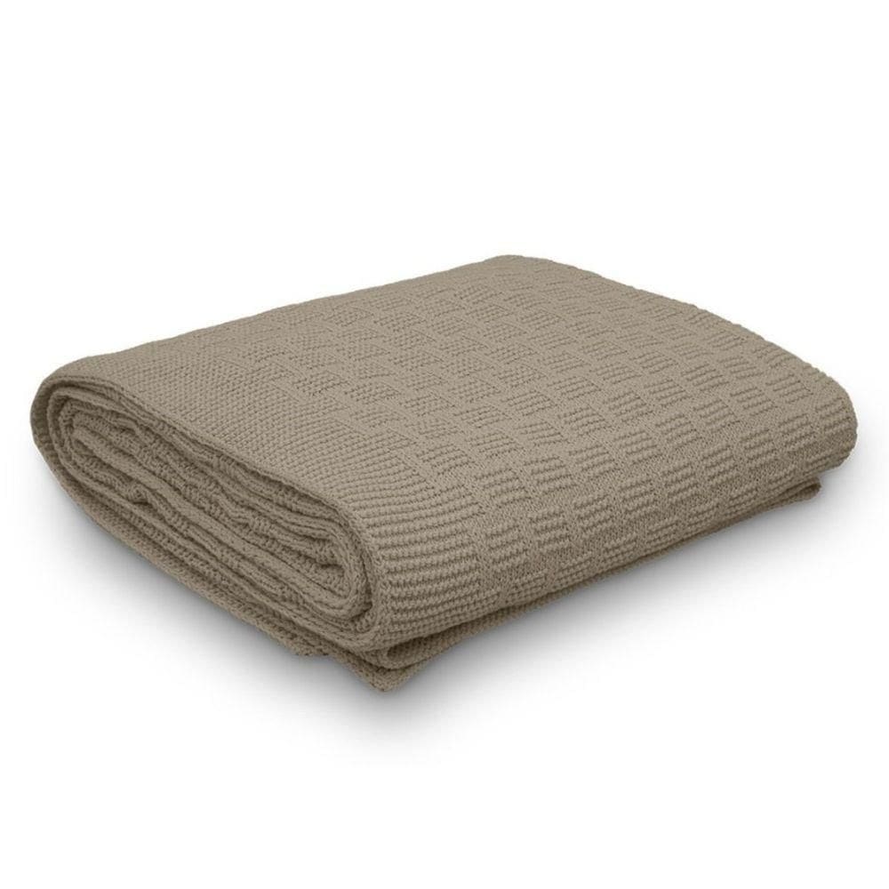 Manta Decorativa Para Sofá Tricot Golden 1,60m X 2,20m 100% Algodão Amêndoa