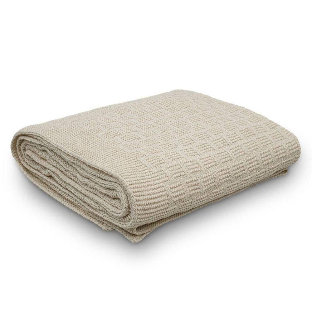 Manta Decorativa Para Sofá Tricot Golden 1,60m X 2,20m 100% Algodão Natural