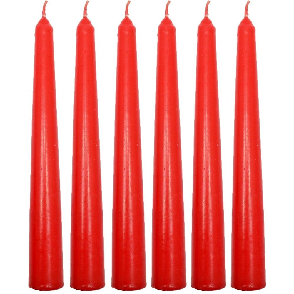 Conjunto 6 Vela Natalina Decoração Vermelho Castiçal De 21cm