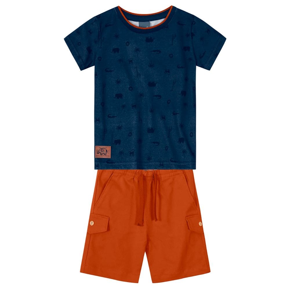 Conjunto Infantil Menino De Animais Azul Mundi
