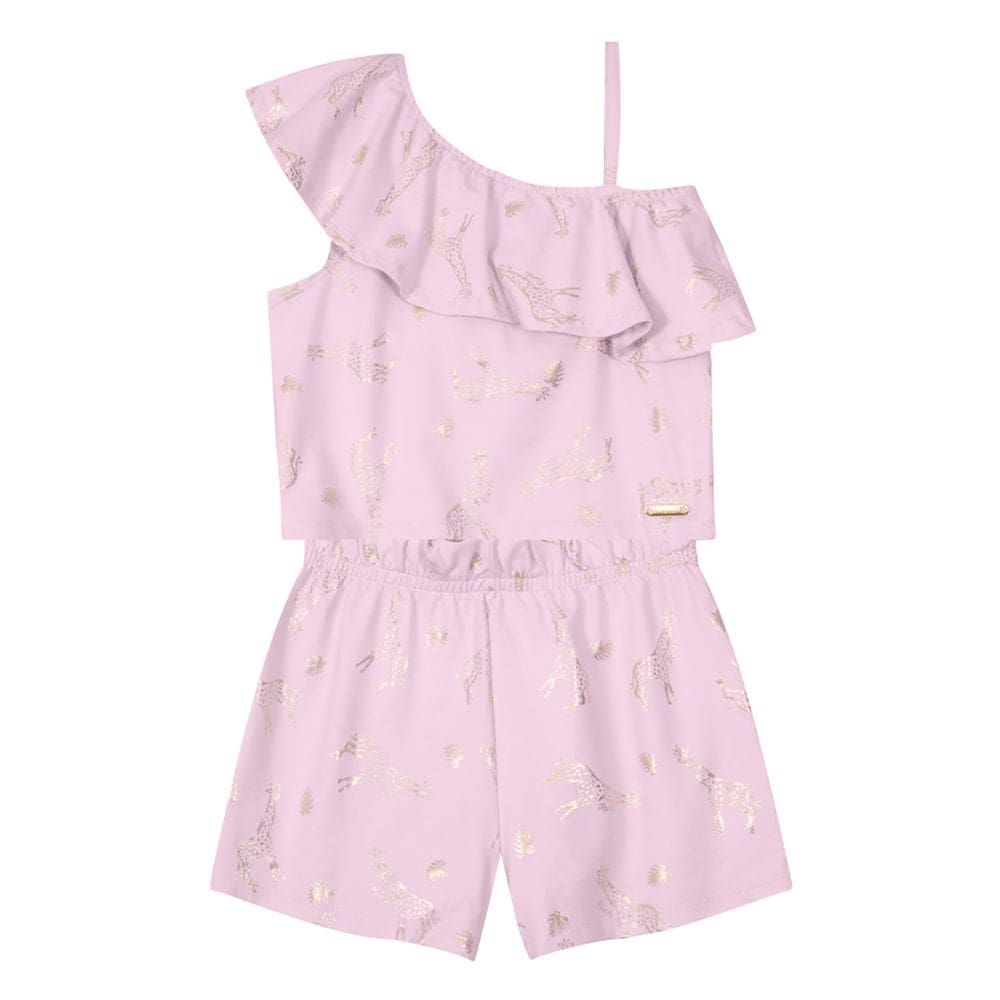 Conjunto Infantil Menina De Girafa Lilás Mundi