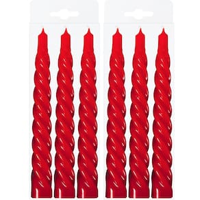 Kit 6 Vela Espiral Natalina Decoração Vermelha Torcida 20cm