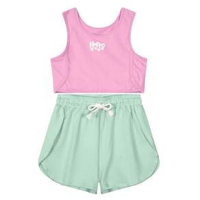 Conjunto Infantil Menina Com Cropped Rosa Young Class