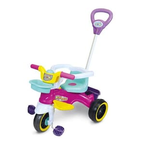 Triciclo Infantil Maral Play Trike Rosa Passeio e Pedal