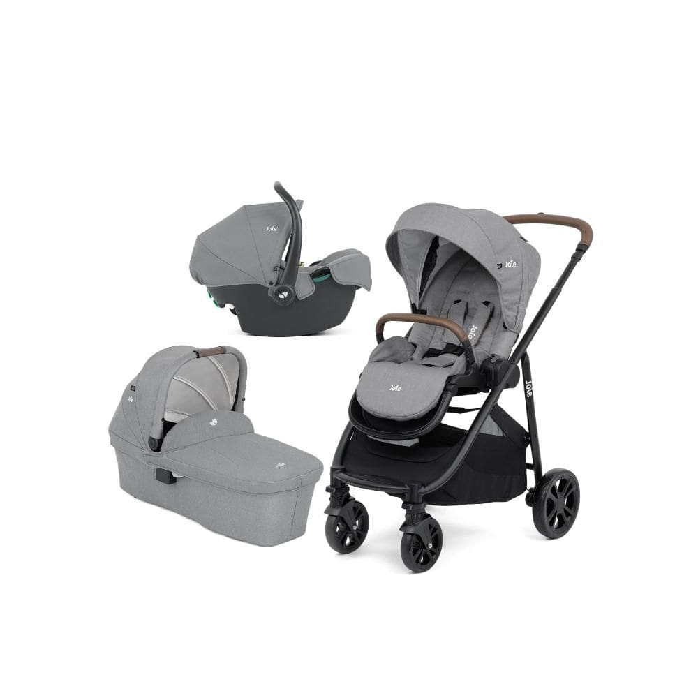 Carrinho Versatrax Trio Joie c/ Bebê Conforto e Moisés Cinza