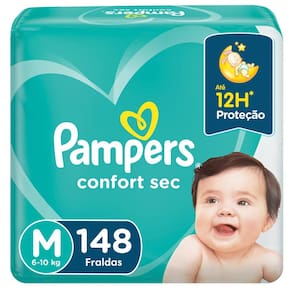 Fralda Pampers Confort Sec Tamanho M com 148 Fraldas Descartáveis