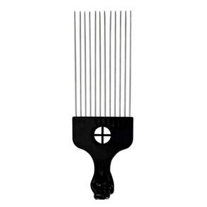 Pente Garfo De Aço Para Cabelos Crespos E Cacheados 23cm Preto