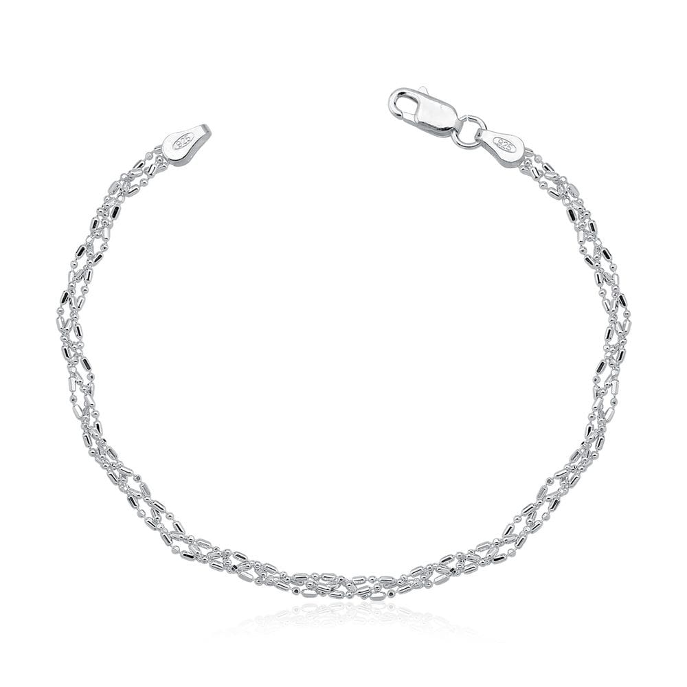 Pulseira De Prata 925 Trançada Feminina 18cm