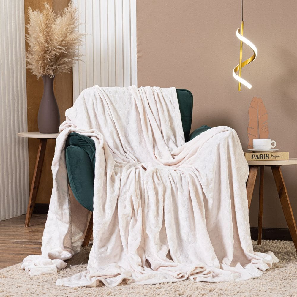 Cobertor Manta Encanto Avulso Dupla Face SOLTEIRO - Mantinha Plush Fleece Corações em Alto Relevo Toque de Seda