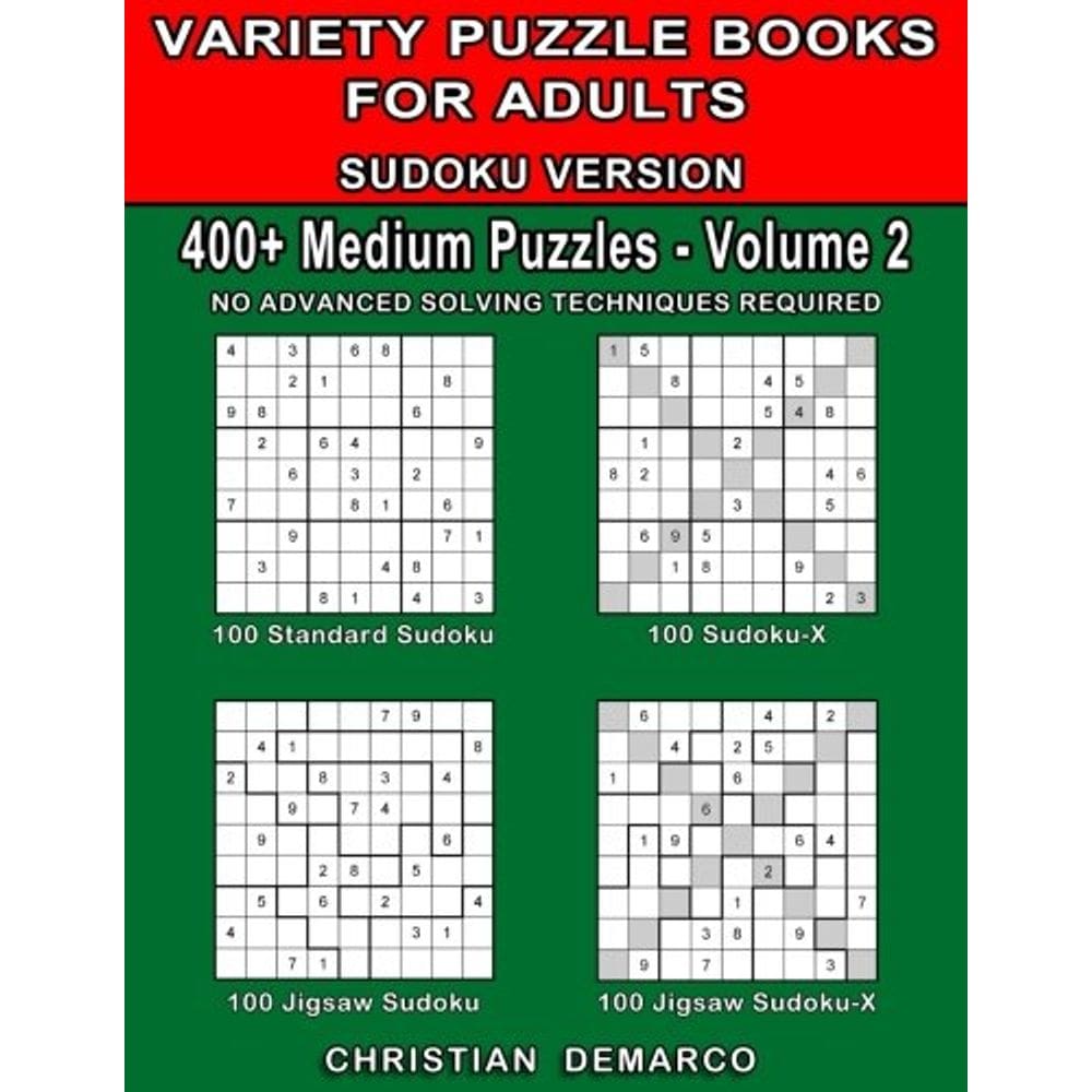 Puzzle Book Genérica 400+ Quebra-cabeças médios de Sudoku para adultos Vol. 2