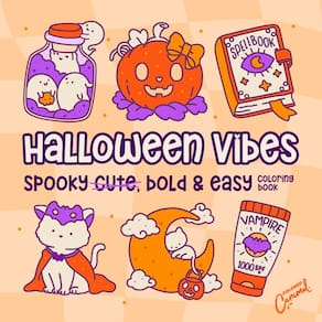Livro de colorir Genérica Halloween Vibes Spooky Cute Bold Easy