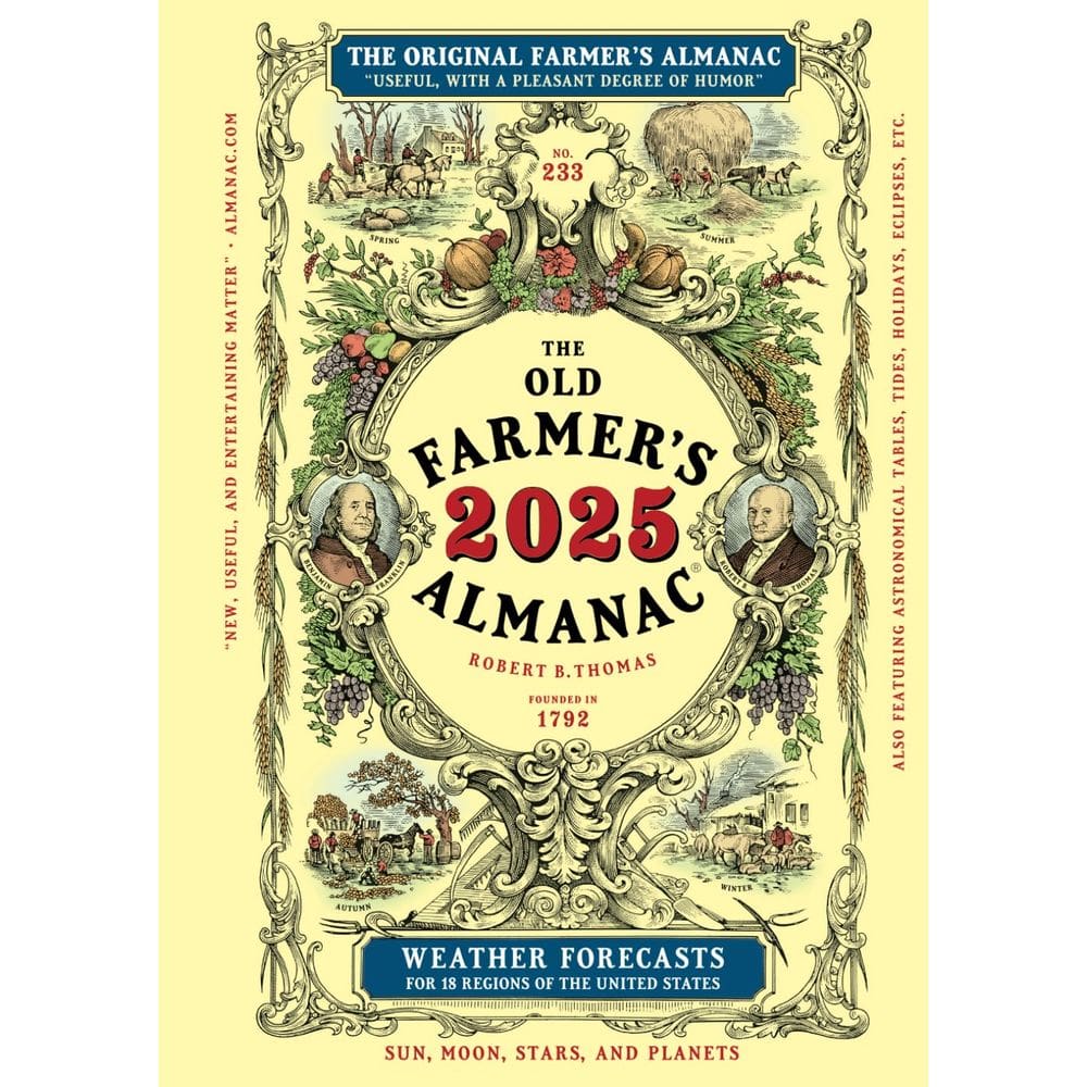 Livro 2025 Old Farmer`s Almanac, edição fácil de ler