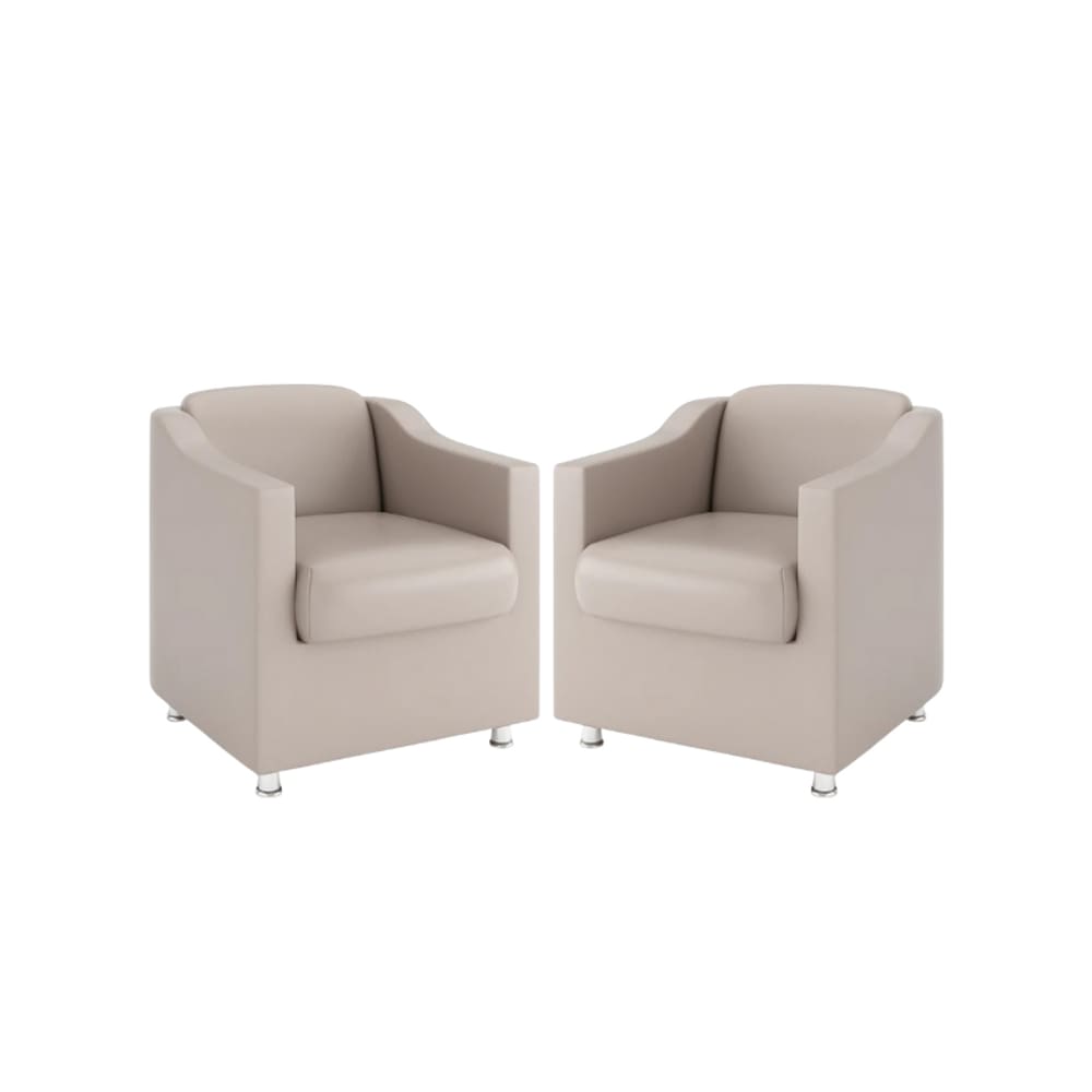 Kit 2 Poltronas Bia Decorativa Reforçada Recepção Clinica Salão Sala De Estar Courino