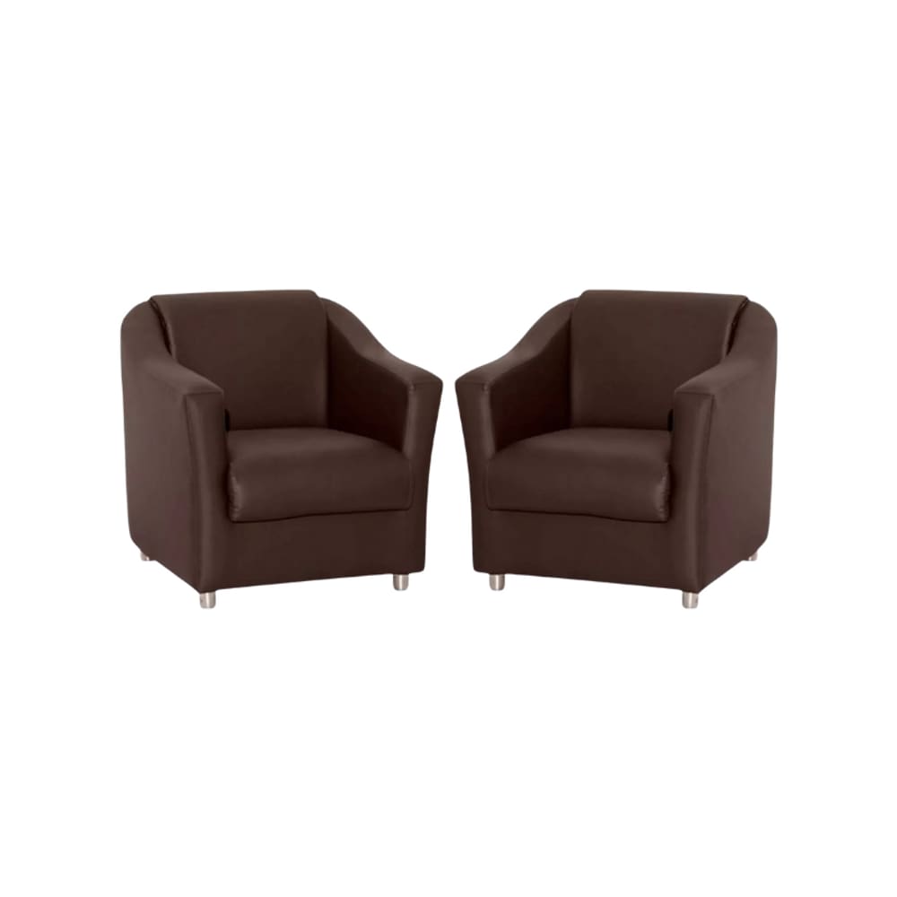 Kit 2 Poltronas Bia Decorativa Reforçada Recepção Clinica Salão Sala De Estar Courino