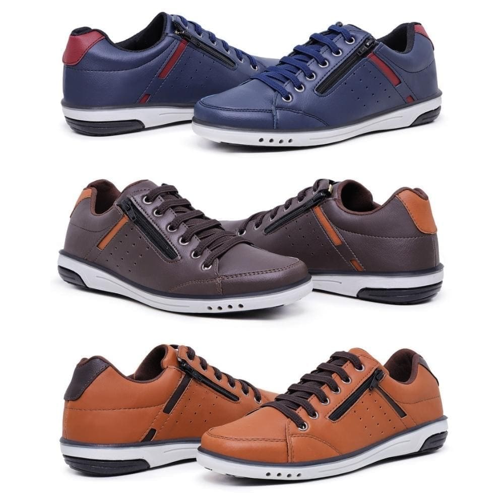 Kit 3 Sapatênis Casual Masculino Fechamento Zíper e Elástico  750 Especial