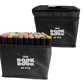 Kit Canetas Marcador Para Colorir Com Ponta Dupla E 80 Cores