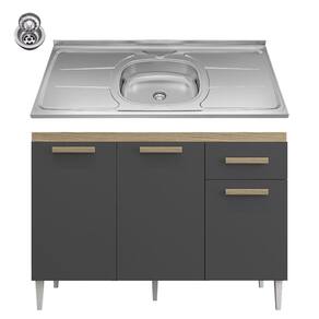 Balcão Vitória com Pia e Cuba GhelPlus 120cm Atacama Grafite Aramóveis
