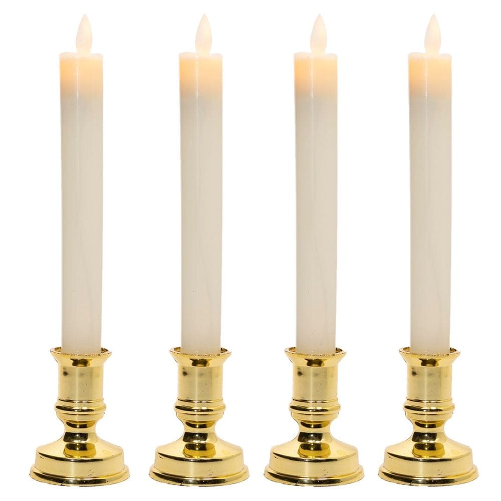 Kit 4 Castiçal Com Vela Elétrica 25cm Decoração Natalina