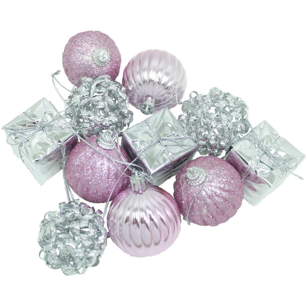 Kit 22 Peças Tubo Natalino Enfeite Árvore De Natal Rosa 5cm