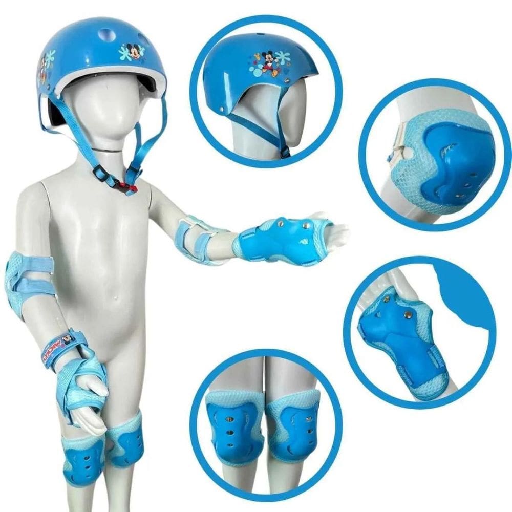 Kit Proteção Infantil Completo 4 Equipamentos Disney - Azul