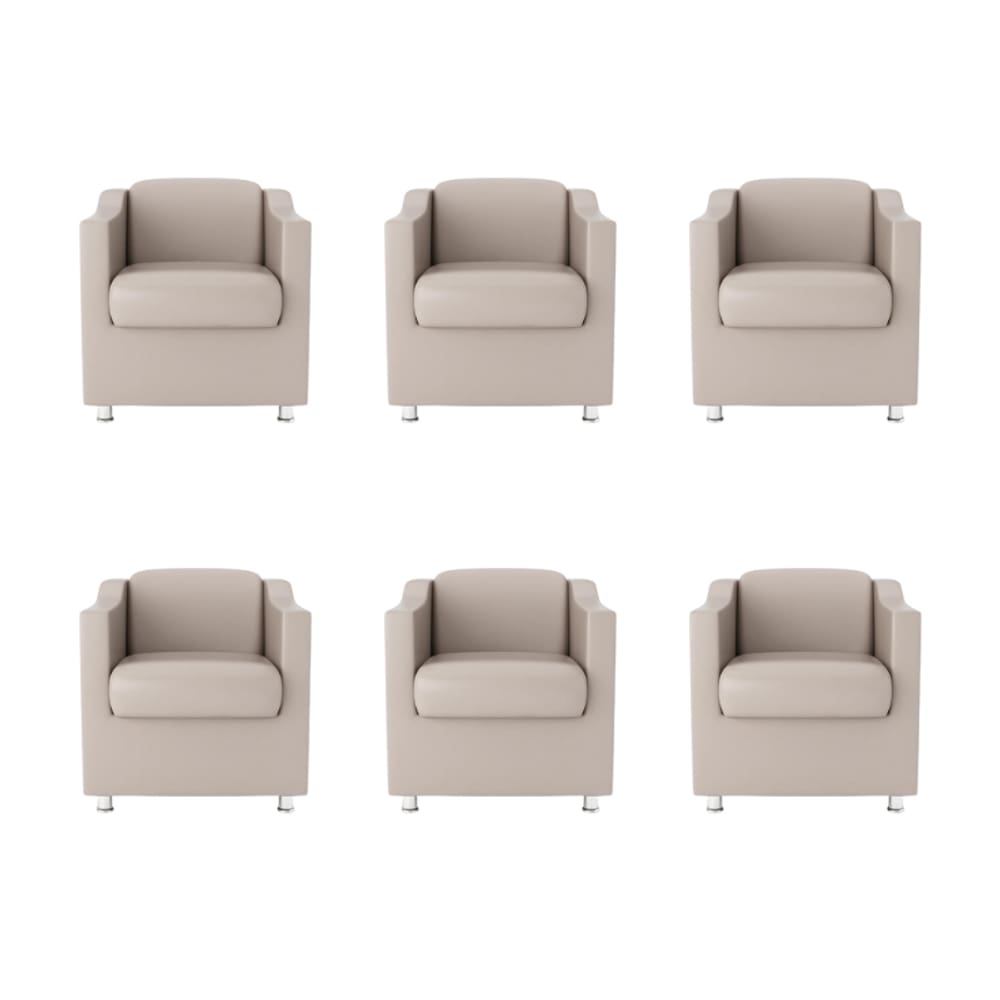 Kit 6 Poltronas Bia Decorativa Reforçada Recepção Clinica Salão Sala De Estar Courino