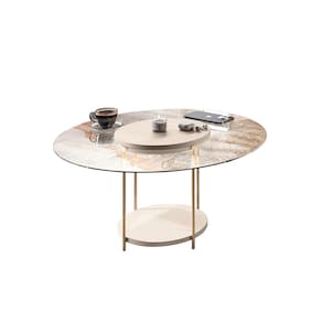 Mesa de Centro Redonda com Vidro Centrale Pes em Aço EdeCasaMoveis
