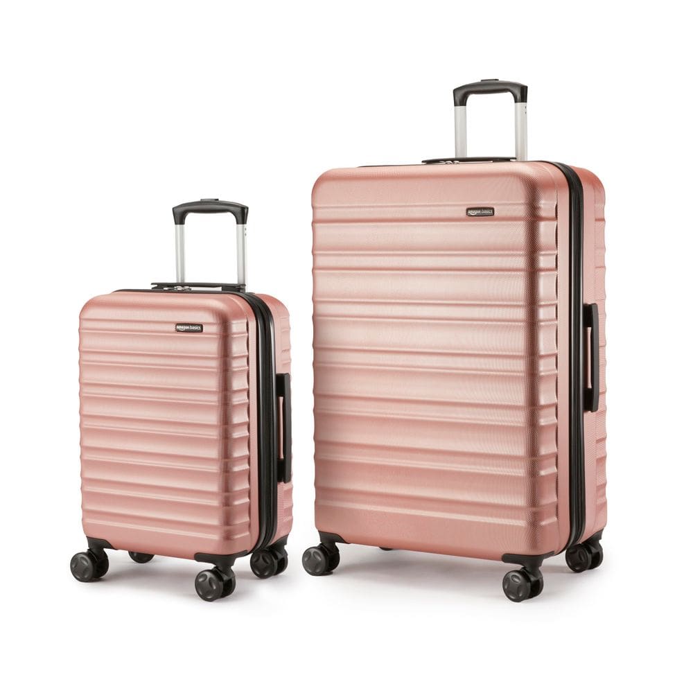 Conjunto de 2 peças de mala Amazon Basics Hardshell com rodas em ouro rosa