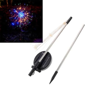 Luminária Colorido Luzes Fogos Artifício Solar Para Jardim