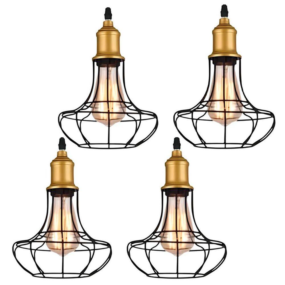 Kit 4 Pendente De Aço Taschibra 40w Vintage 185 Preto Lustre