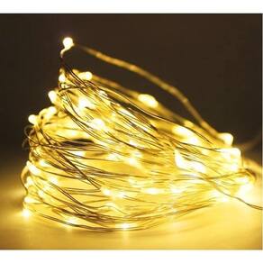 Fio LED Luz Amarela 100 Lâmpadas USB com Música 10M