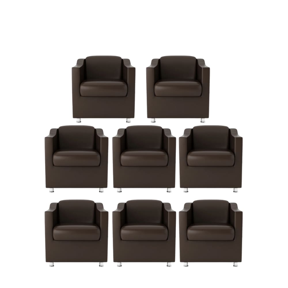 Kit 8 Poltronas Bia Decorativa Reforçada Recepção Clínica Salão Sala De Estar Courino