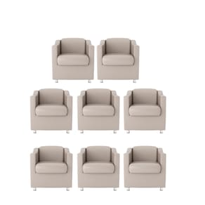 Kit 8 Poltronas Bia Decorativa Reforçada Recepção Clínica Salão Sala De Estar Courino
