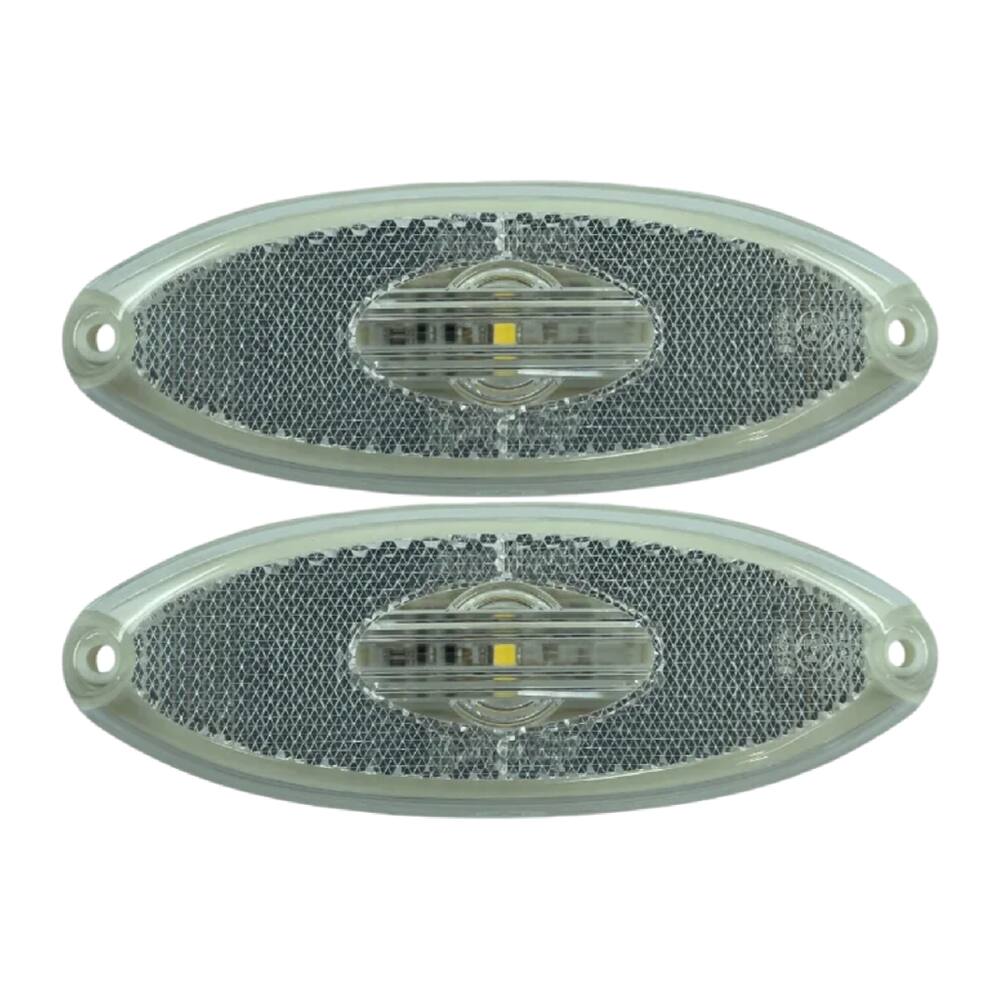 2 Lanterna Universal Lateral Elipse C/refletor Led - Cristal