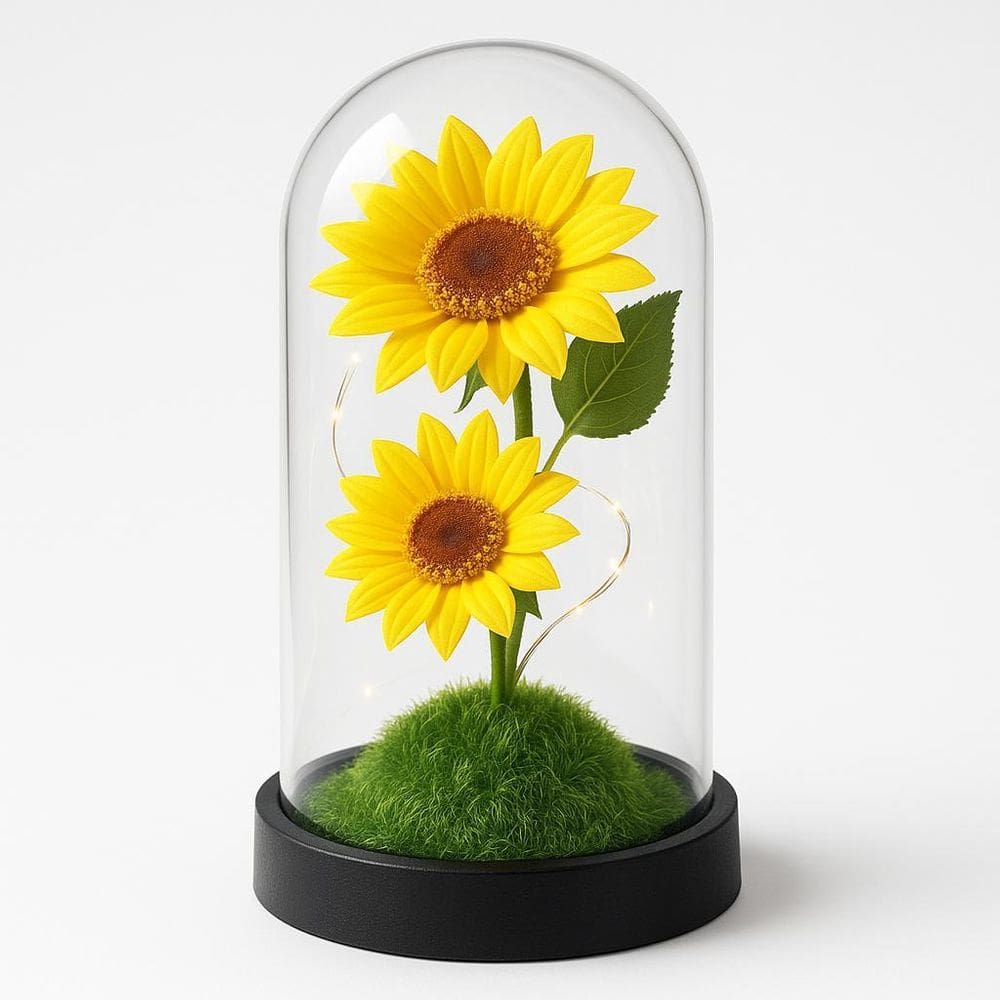 Enfeite Decorativo Modelo Cúpula Vidro E Base Em Madeira