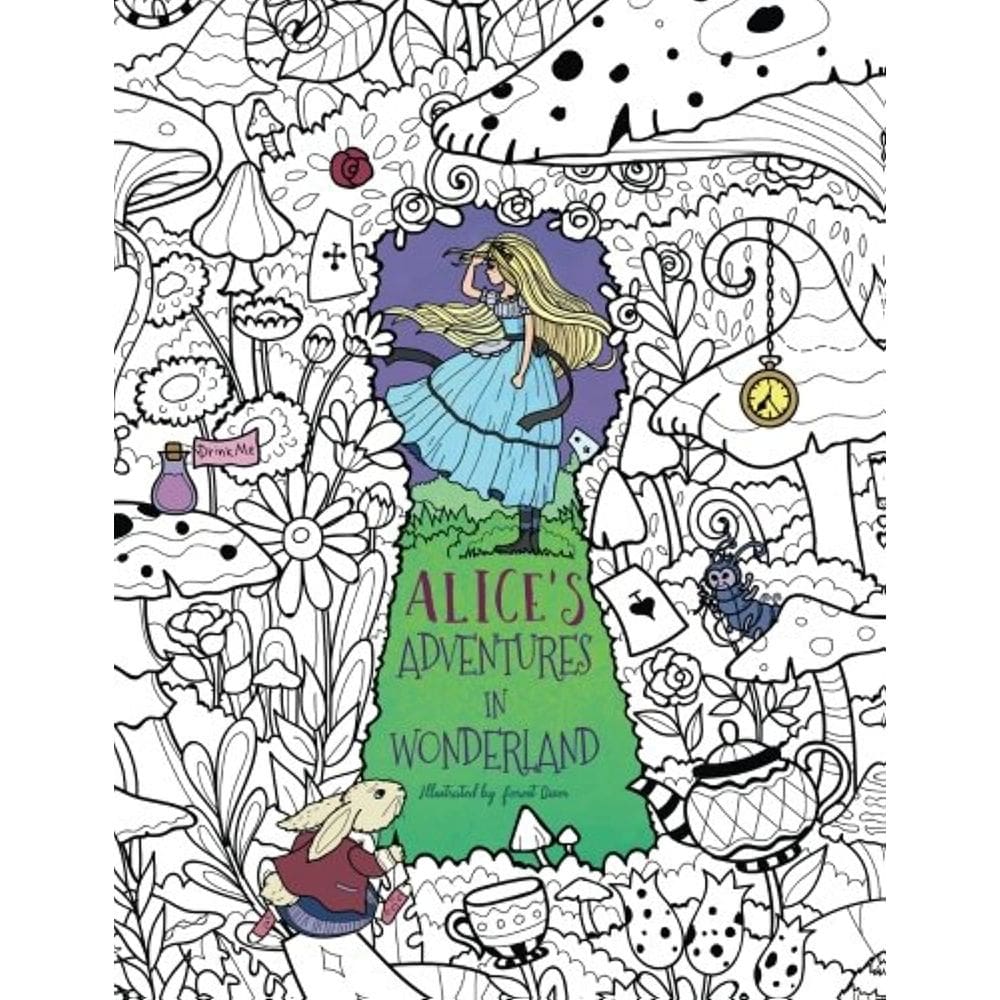 Livro de colorir Genérica Alice`s Adventures in Wonderland para adultos e crianças